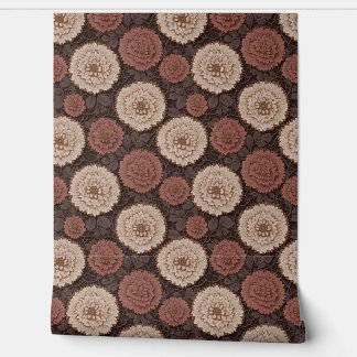 Papel Pintado Earthtone Crochet Floral Medallion Lace Pattern