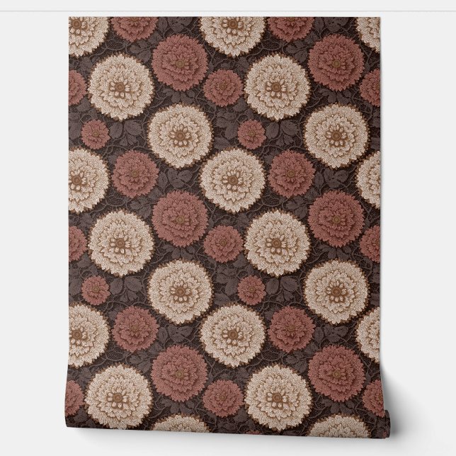 Papel Pintado Earthtone Crochet Floral Medallion Lace Pattern (Desenrollar)