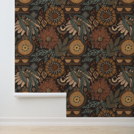 Papel Pintado Earthy Dark Boho Doodles
