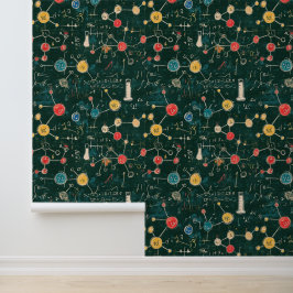 Papel Pintado Ecuaciones químicas y Átomos de Green School Chalk