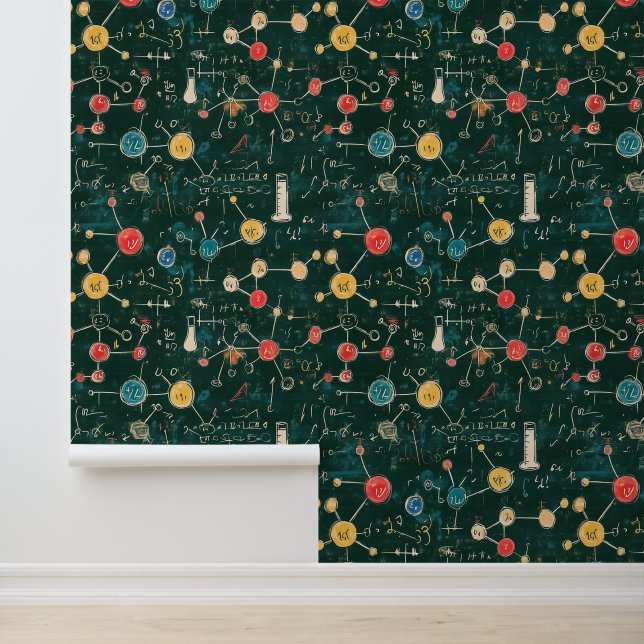 Papel Pintado Ecuaciones químicas y Átomos de Green School Chalk (Solicitud)