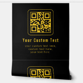 Papel Pintado Editable QR Code & Text Template | Black & Gold