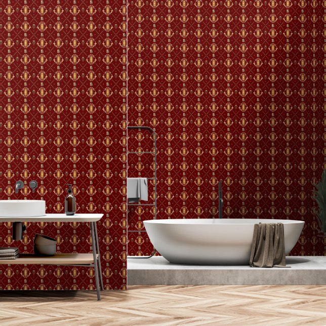 Papel Pintado Egipto Art Deco Lotus Nefertiti (Baño)