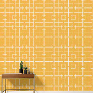 Papel Pintado El amarillo dorado y el marfil cruzan un patrón pe
