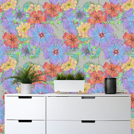 Papel Pintado El animado Boho amarillo Naranja morado florece