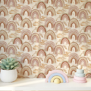 Papel Pintado El arcoiris boho y la guardería de nubes