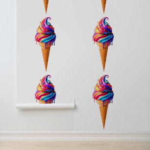 Papel Pintado El clásico cono de helado vibrante de SlipperyJoe 