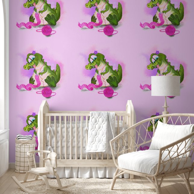 Papel Pintado El cocodrilo sabe divertido de la bufanda rosa (Niños)