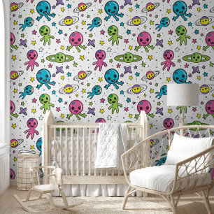 Papel Pintado El frío espacio para niños alienígenas está cubier