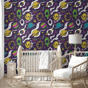 Papel Pintado El frío espacio para niños alienígenas está cubier