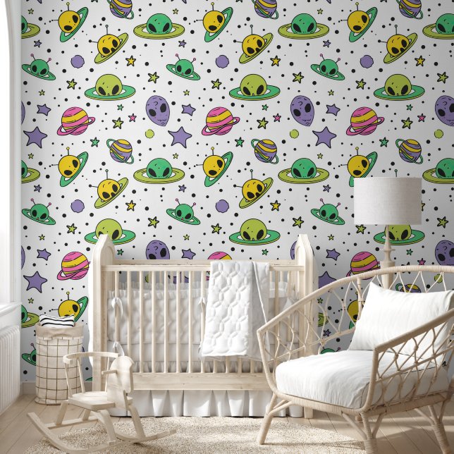 Papel Pintado El frío espacio para niños alienígenas está cubier (Niños)
