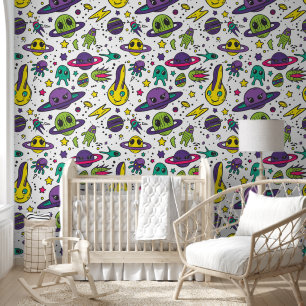 Papel Pintado El frío espacio para niños alienígenas está cubier