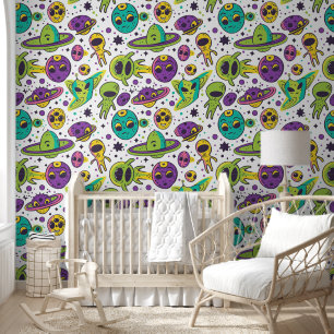 Papel Pintado El frío espacio para niños alienígenas está cubier