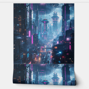 Papel Pintado El paisaje urbano futurista: 3D inmersivo