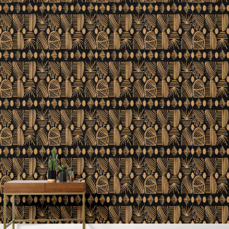 Papel Pintado El paño tribal caribeño: negro y oro