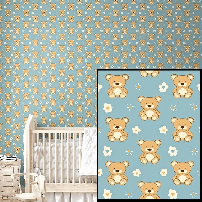 Papel Pintado El peluche marrón lleva estrellas blancas en azul  (Subido por el creador)
