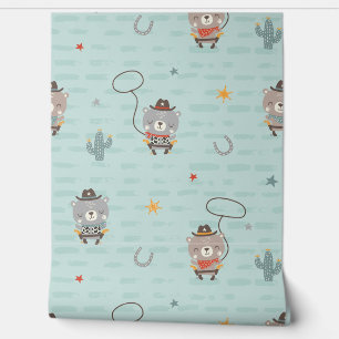 Papel Pintado El pequeño y pequeño policía sheriff bebe de azul