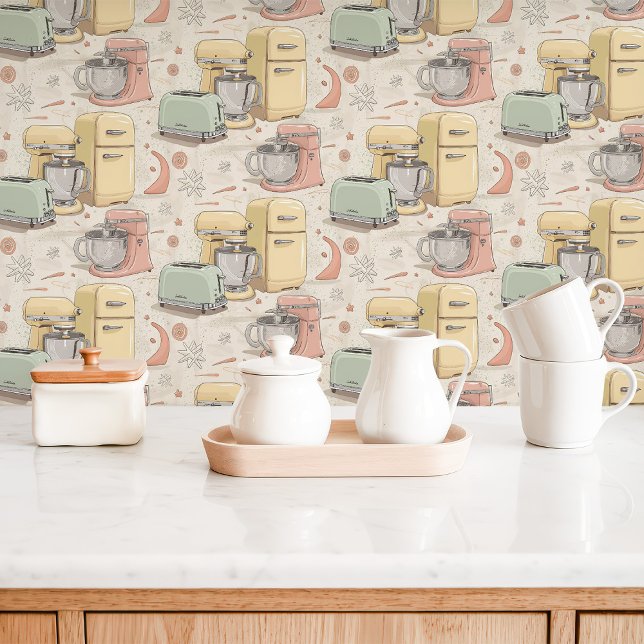 Papel Pintado Electrodomésticos Retro de Cocina (Subido por el creador)