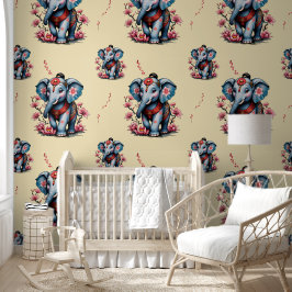 Papel Pintado Elefante majestuoso de estilo japonés tradicional.