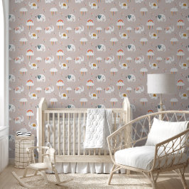 Papel Pintado Elefantes, Arcoíris y Nubes Guardería