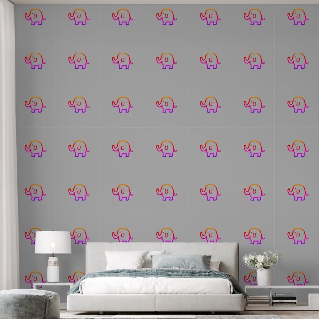 Papel Pintado Elefantes Bebés Patrones de animales Cuidados Gris (Dormitorio)