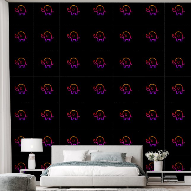 Papel Pintado Elefantes Bebés Patrones de animales Cuidados Rosa (Dormitorio)