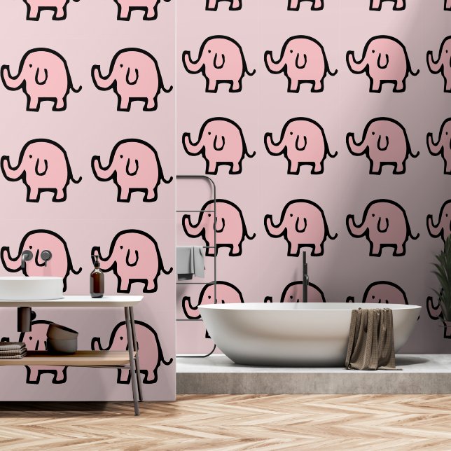 Papel Pintado Elefantes Patrones de animales Niña Niña Nursera R (Baño)
