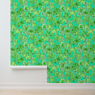 Papel Pintado Elefantes verdes de Preppy Palm Beach