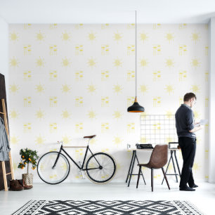 Papel Pintado Elegancia amarilla MidCentury MCM atómico moderno