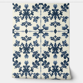 Papel Pintado Elegancia botánica - Marina e Marfil - Tradicional