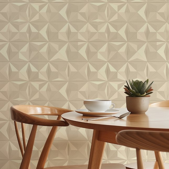 Papel Pintado Elegancia geométrica: beige Resumen 3D (Subido por el creador)