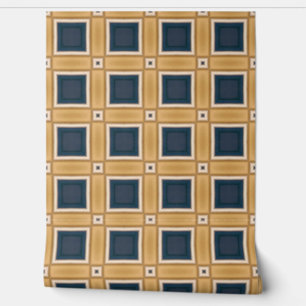 Papel Pintado Elegancia geométrica marina y de oro