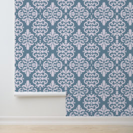 Papel Pintado Elegancia victoriana azul y blanca