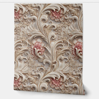 Papel Pintado Elegant Baroque Floral Relief
