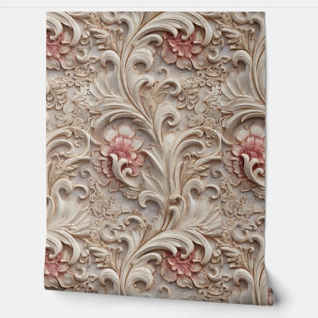 Papel Pintado Elegant Baroque Floral Relief (Desenrollar)