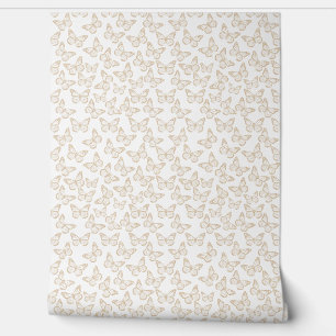 Papel Pintado Elegant Butterflies Girly Cute Pretty White Taupe
