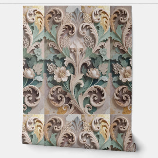 Papel Pintado Elegant Carved Floral Baroque Design