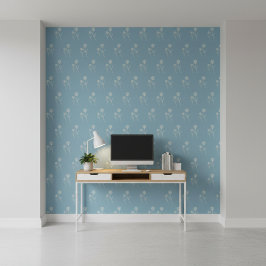 Papel Pintado Elegant Dusty Blue Simple Flower Pattern