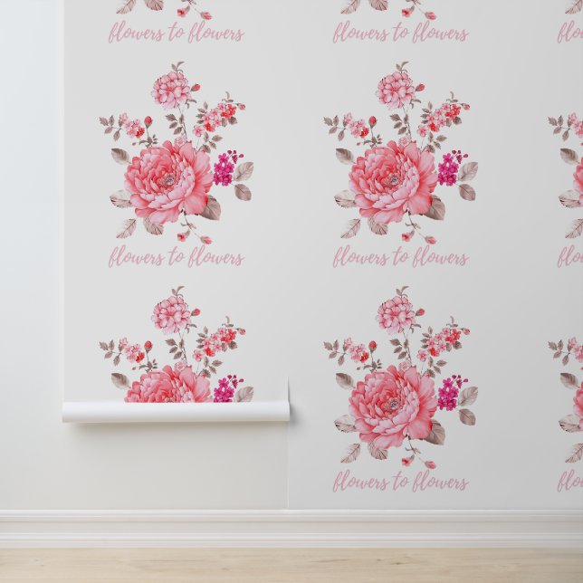 Papel Pintado Elegant Pink Peony Textured Vinyl Floral (Solicitud)
