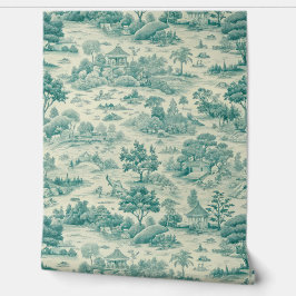 Papel Pintado Elegant teal toile de Jouy design 