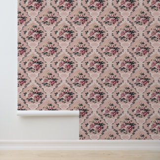 Papel Pintado Elegant Vintage Chic Pink Roses Floral