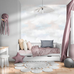 Papel Pintado Elegante acuarela Clouds Whimsical Gris claro