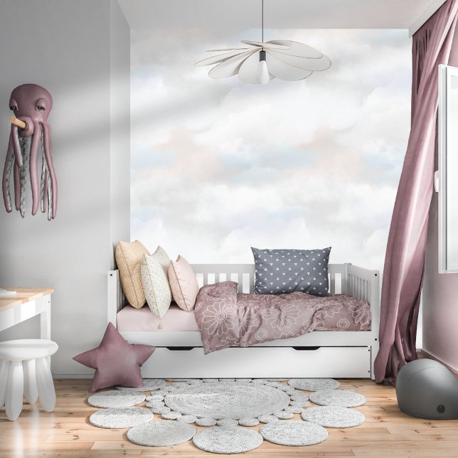 Papel Pintado Elegante acuarela Clouds Whimsical Gris claro (Subido por el creador)
