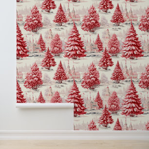 Papel Pintado Elegante árbol de navidad rosa rosado rosado nevad