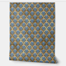 Elegante Azul Dorado Art Deco Peel and Stick