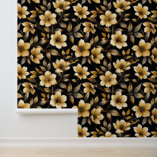Papel Pintado Elegante baldosas de color negro dorado