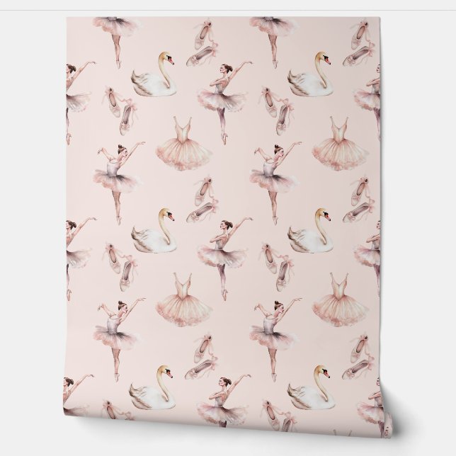 Papel Pintado Elegante Ballerina Calzado de ballet rosa (Desenrollar)