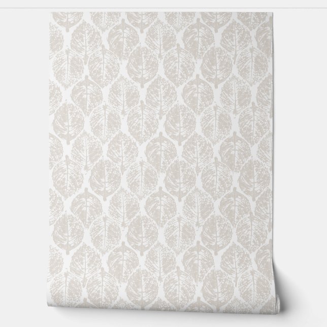 Papel Pintado Elegante Beige Moderno Hidrangea Botánica Moderna  (Desenrollar)