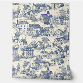 Papel Pintado Elegante Blue Toile de Jouy Village Peel & Stick