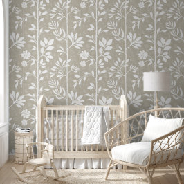 Papel Pintado Elegante Botánico Calido Beige Floral Poético